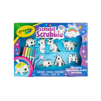 Crayola - Amis-licornes Scribble Scrubbie Crayola, ensemble de 7-amis-licornes scribble scrubbie : (7) amis-licornes scribble scrubbie, (5) marqueurs lavables et (1) brosse