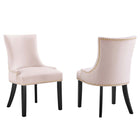 Modway - Marquis Performance Velvet Chaises de salle à manger Ensemble de 2 - Rose-Cadre en bois massif