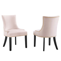Modway - Marquis Performance Velvet Chaises de salle à manger Ensemble de 2 - Rose-Cadre en bois massif
