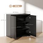 HOMCOM - Buffet cannelé 30,7 po avec porte à ouverture par pression - noir gris vieilli - ensemble de 2-Étagères réglables offrant un rangement polyvalent pour divers objets