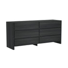 Manhattan Comfort - Linda 72" Moderne Commode Double à 6 Tiroirs - Gris Charbon-La texture riche du grain de bois apporte chaleur naturelle et dimension