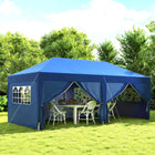 Outsunny - Tente gazébo de réception d'extérieur à pliage facile 10 pi l x 20 pi L - Bleu-Toile Oxford résistante à l'eau avec revêtement anti-UV bloquant la plupart des rayons nocifs