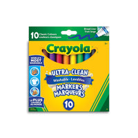 Marqueurs lavables à trait large ultra-propres Crayola, ensemble de 10-Comprend 10 marqueurs lavables ultra-propres à trait large aux couleurs classiques, parfaits pour la classe
