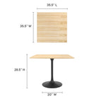 Modway - Lippa 36 po Carré Bois Table à manger, Noir Naturel-Table en MDF