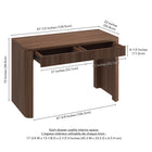 Hudson&Canal - Bureau rectangulaire cannelé Palmera - 47,5 po l - Noyer satiné-Dimensions du produit : 47,5 po L x 22 po l x 30 po H