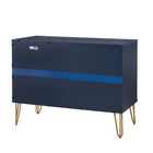 Manhattan Comfort - Dumbo table de chevet moderne 1 tiroir et commode 3 tiroirs - bleu minuit - ensemble de 2-17,73 po L x 35,19 po l x 26,85 po H