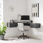 Modway - Render Coin de montage mural Bureau - Charbon de bois-Stratifié lisse à grain de bois