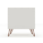 Manhattan Comfort - Rockefeller Table de Nuit 1 Tiroir Style Mid-Century Modern 51 cm - Blanc Cassé et Naturel - Lot de 2-Assemblage à domicile requis Tout le matériel inclus
