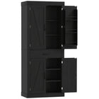 HOMCOM - Armoire de cuisine 72 po avec portes de grange - noir-Présente un design de porte de grange rustique, ajoutant du charme campagnard à votre maison 