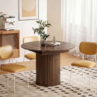 HOMCOM - Table de ferme extensible convertible ronde à ovale 43,5 po-59 po pour 6-8 personnes - grain de bois noyer-Peut être utilisé comme table à manger, bureau d'ordinateur ou table de conférence 