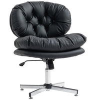 HOMCOM - Chaise de bureau sans accoudoirs avec siège rembourré - noir-Dossier incurvé avec design capitonné ajoute une touche d’élégance
