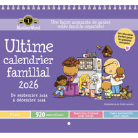 MotherWord - Calendrier mural mensuel 2025-2026 à onglets - 11 po H x 12 po l - français-16 mois avec onglets mensuels imprimés : septembre 2025 - décembre 2026
