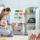 Qaba - Étagère de rangement pour jouets pour enfants - Gris-Hauteur idéale pour les 3-8 ans pour accéder facilement aux jouets et aux livres 