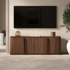 Hudson&Canal - Meuble TV rectangulaire Vance pour téléviseurs jusqu'à 78 po - Noyer satiné-Fabriqué en MDF robuste avec une finition noyer satinée réalisée à la main