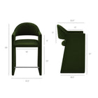 Modway - Talia 37 pouces Cuir végane Tabouret de comptoir - Vert mousse-Conception du canon arrière courbé