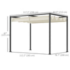 Outsunny - Pergola de patio avec auvent rétractable - 10 pi x 7 pi - blanc crème-Idéal pour porche, pergola, terrasse, gazebo ou tout espace extérieur 