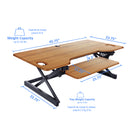 Rocelco - Ensemble de rehausse de bureau de luxe à hauteur ajustable de 46" et support au sol - Teck / Noir-RÉGLAGE DE LA HAUTEUR RAPIDE, FACILE ET STABLE AVEC EVR CONCEPTION DE LA GAMME VERTICALE AMÉLIORÉE: Cadre en métal robuste avec poignée latérale facile à saisir et assistance à piston à gaz, peut monter et descendre jusqu'à 45 livres avec un réglage en hauteur continu de 34" à 49" au-dessus du sol afin d'optimiser la position de travail ergonomique pour les personnes de la plupart des hauteurs. Le mou