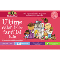 MotherWord - Calendrier familial magnétique pour réfrigérateur 2025-2026 - 9 1/2 po H x 15 po l - français-16 mois : septembre 2025 - décembre 2026