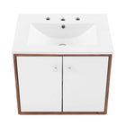 Modway - Transmit 24" Vanité de salle de bain murale - Blanc noyer-Matériel Chrome