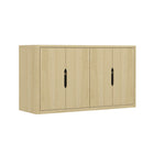 Manhattan Comfort - Buffet moderne Rivington 60" à 4 portes - Chêne naturel-Recommandé pour un téléviseur jusqu'à 70 pouces
