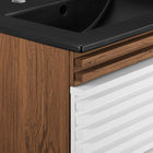 Modway - Render Support mural de 24" Vanette de salle de bain - Noyer blanc Noir-Matchs non inclus