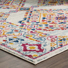 Modway - Entourage Réseau floral vieilli de Khalida Tapis de comédie 8 pi l x 10 pi L - Ivoire Bleu Orange Jaune Rouge-Protégez les planchers contre le passage des piétons / du mobilier