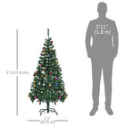 HOMCOM - Arbre de Noël de 5FT support métallique pour intérieur saisonnier vacances-Rapide à mettre en place, il suffit de pousser les pièces ensemble et de déplier les branches 
