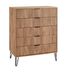 Manhattan Comfort - Dumbo table de chevet moderne, commode et commode haute 5 tiroirs - brun doré - ensemble de 3-Parfait pour le rangement dans la chambre, les lampes ou les objets de décoration