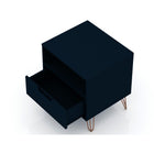 Manhattan Comfort - Rockefeller Table de Nuit 1 Tiroir Style Mid-Century Modern 51 cm - Tatiana Bleu Minuit - Lot de 2-Pieds évasés en fil métallique à la mode pour une durabilité accrue