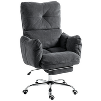 HOMCOM - Chaise de bureau ergonomique inclinable avec tissu flanelle neige - gris foncé-Recouvert de tissu flanelle doux comme la neige pour un confort d’assise semblable à un nuage