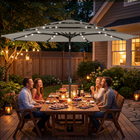 Outsunny - Parasol de patio avec lumières solaires et housse - 9,3 pi - gris-Comprend 32 perles LED solaires, créant une ambiance romantique pour les soirées