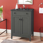 Modway - Nantucket 24" Vanette de salle de bain - Gris Noir-Plateau en céramique intégré