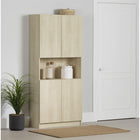 South Shore - Arum - Armoire de rangement 4 portes avec rangement ouvert - Chêne blanchi-Tablettes ajustables : les 2 tablettes amovibles peuvent être déplacées sans problème selon vos besoins de rangement. Chacune d’entre elles supporte jusqu’à 25 lb. L’espace central ouvert, quant à lui, accueillera magnifiquement vos éléments décoratifs.
