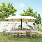 Outsunny - Parasol de patio double face extra-large avec double auvent et manivelle - 15 pi - beige-Résistance et durabilité supérieures grâce au mât en acier résistant à la rouille et aux 12 baleines en acier