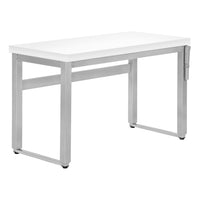 Monarch Specialties - 7683 Bureau 48 po L - Hauteur Adjustable Blanc/Metal Argent-Peut être utilisé comme bureau d'ordinateur ou table d'écriture, ce bureau pour travailler debout est parfait pour les espaces limités et peut être ajusté de 29,5 pouces à 48 pouces de hauteur.