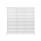 Prepac - Cabinet d'affichage haut à 3 colonnes 51 po, cabinet de rangement pour DVD avec 21 étagères ajustables - Blanc-Fini en stratifié blanc durable
