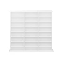 Prepac - Cabinet d'affichage haut à 3 colonnes 51 po, cabinet de rangement pour DVD avec 21 étagères ajustables - Blanc-Fini en stratifié blanc durable