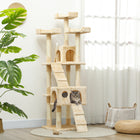 PawHut - Arbre à chat 68 po, tour grande à plusieurs niveaux, condo - beige-Poteaux recouverts de corde en sisal résistante à l'usure pour les besoins de griffage et de toilettage de votre chat 