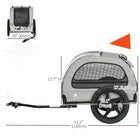 Aosom - Remorque pliable pour vélo pour chien de taille moyenne, gris clair-Drapeau de sécurité et réflecteur pour alerter les autres de plusieurs directions 
