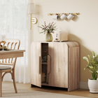 HOMCOM - Buffet moderne 31,5 po avec porte à fermeture douce - bois naturel-Coins arrondis uniques pour éviter les chocs, assurant la sécurité des familles