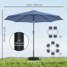 Outsunny - Parasol de marché pour patio avec base et sac de sable - 10 pi x 10 pi - bleu-La grande toile en polyester offre une résistance aux UV et une protection contre la pluie