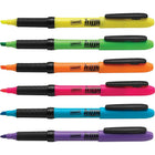 Staples - Hype! Gripped Pen-Style Surligneurs - Pointe biseautée - Couleurs variées - Paquet de 6-Écrit et surligne de façon précise