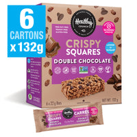 Healthy Crunch - Carrés croustillants au double chocolat- 22 gr - Paquet de 36-Sans gluten