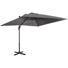 Outsunny - Parasol de patio à bras déporté avec base croisée et rotation à 360° - 9 pi - gris foncé-La toile réglable à 4 niveaux offre l’angle d’ombre souhaité