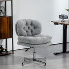 HOMCOM - Chaise de bureau sans accoudoirs avec siège large et épais, rembourré - gris-Le tissu aspect lin du fauteuil de bureau est respirant et confortable toute la journée