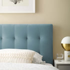Modway - Lily Biscuit Touffé Performance Velvet Tête de lit jumelée, Bleu clair-Tissu résistant aux taches durable