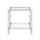 Table d'appoint carrée Plata Import Jacques 21 po - Argent-La table dispose également de deux étagères en verre