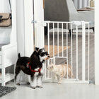 PawHut - Porte pour animaux de compagnie 29-32 L avec trappe pour chat - Blanc-Cette barrière de sécurité pour escaliers permet à la porte de s’ouvrir dans les deux directions
