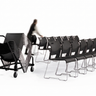 Global - Chaise jumelable empilable Duet, nocturne (noir)-Piètement monobloc
