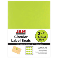 JAM Paper - Sceaux autocollants ronds, 2,5 po de diamètre, vert, 120/paquet (147628589)-Sceaux autocollants ronds Terra Lime Green (vert lime)